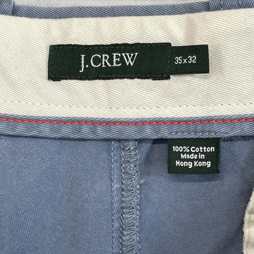Vintage Men's J.Crew Straight Relaxed Fit Chino Pants Size 35 x 32 Blue Cotton